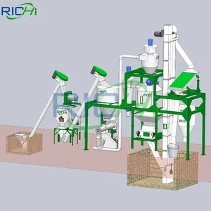 RICHI 1-2t/h Proveedor de fábrica Línea de producción de pellets de alimentación para animales pequeños de bajo precio