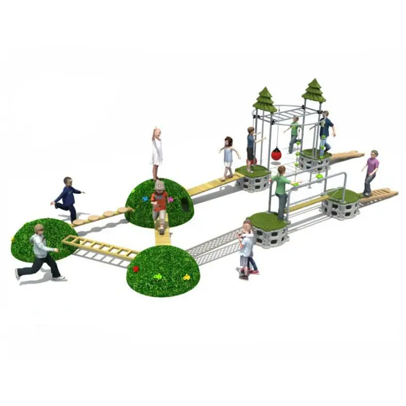 Детская деревянная игровая площадка на открытом воздухе Коммерческая образовательная на открытом воздухе естественная площадка для обучения физическому развитию
