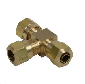 Pneumatic union tee Brass Air Brake Dot Push To Connect Fittings NPT Fitting Tapered Pipe Compression Fitting