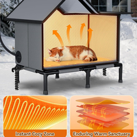 Abri pour chat moderne, chauffé, isolé, résistant aux intempéries, grand, de luxe, pour l'intérieur et l'extérieur, avec coussin chauffant, surélevé, pour chat, chien, animal de compagnie