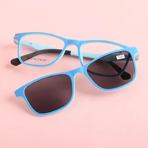 Магнитные гибкие поляризованные детские солнцезащитные очки TR90 с клипсой, модные роскошные квадратные детские очки 2022