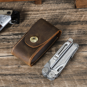Dropship Wholesale Vintage Handmade EDC <strong>Pouch</strong> for Folding Knife Crazy Horse <strong>Leather</strong> Tool <strong>Belt</strong> <strong>Pouch</strong> for Pocket Knife Flashlights - Product Image 1