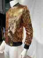 Veste de costume formelle pour homme personnalisée, paillettes, sequins, bouton, danse, bling, mariage, fête, blazer pour homme, veste de gentleman