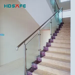 Escaliers d'intérieur en acier inoxydable, design en fer, balcon en verre, train, 8 pièces