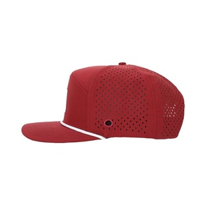 Perforation Waterproof & Sweat Proof Golf Rope <b>Hat</b> 6 Panel PVC Rubber <b>Flat</b> Brim High Quality Snapback Custom Gorras Caps for Men - Product Image 3