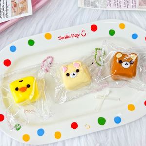 Custom Fidget Toy-Food-Grade Silicone Bear Cube <b>Keychain</b> - Stress-Relief Squeezable Toy, Bag Charm-Mochi Toy - Product Image 5