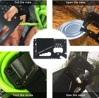 Outil de carte de survie 14-en-1, outil de carte de corde de camping minuscule portable multitool bushcraft