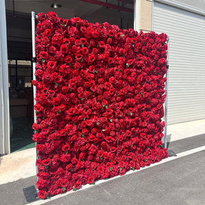 8ft x 8ft trắng màu xanh Hoàng Gia vải hoa tường trang trí đám cưới 3D Roll-up hoa nhân tạo Backdrop cho Đảng trang trí - Product Image 2