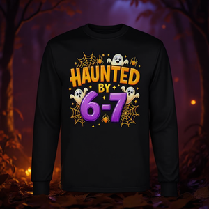 Haunted By 6-7 Camiseta de manga larga con diseño de fantasma espeluznante de Halloween - Product Image 3