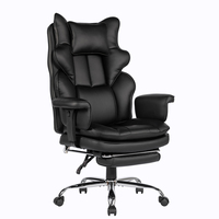 Chaise de bureau de conférence réglable avec fonction de massage et chauffage, revêtement en PU/PVC, pivotante à 360°, hauteur réglable, pieds chromés de direction
