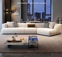 Canapé d'angle modulable Chesterfield en tissu avec option causeuse d'angle irrégulière, prêt à l'emploi pour salon
