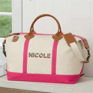 Bolsa de Viaje de Fin de Semana de Nailon de 24 Pulgadas, Bolsa de Lona Informal Sólida con Asa de Cuero, Bolsos de Hombro Impermeables para <span class=keywords><strong>Mujer</strong></span> con Correa - Product Image 4