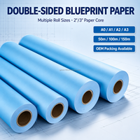 80 gr/m² Çift Taraflı Mavi Bond CAD Plotter Rulosu Geri Dönüştürülebilir Kıvrılma Önleyici Mürekkep Püskürtmeli Yazıcılarla Uyumlu Mühendislik Çizimleri 24'' 30'' 50m-150m