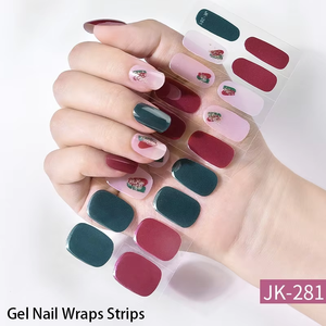 Vente en gros Nouveau Gel UV <span class=keywords><strong>Semi</strong></span> Durci 20 Pièces Autocollants pour <span class=keywords><strong>Ongles</strong></span> Festival Noël Gel Nail Wraps Bandes - Product Image 3