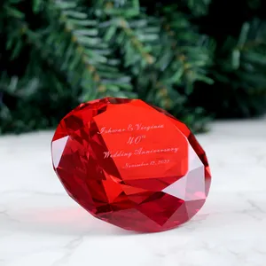Custom Wedding Souvenirs Return Gifts Red Crystal Glass Diamond With Sweet Words