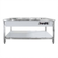Table rectangulaire chauffante électrique en acier inoxydable isolée pour cantine, restauration rapide en libre-service, argent