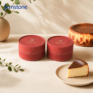 Boîte cylindrique en carton alimentaire imprimée sur mesure pour boulangerie, emballage biodégradable, résistant au four, tube en papier pour gâteau basque - Product Image 3
