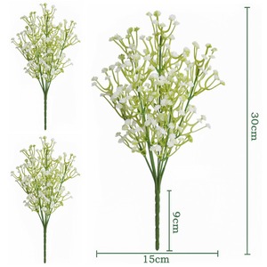 Bouquet de fleurs artificielles Guanyi Baby's Breath 30cm en plastique pour décoration de mariage et de maison - Product Image 1
