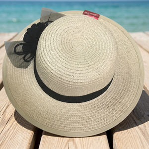 Fashionable Panama <b>Straw</b> Beach <b>Hats</b> Eco-friendly Plain Pattern Character Style Casual with Flower & Bowknot Accessory - Product Image 2
