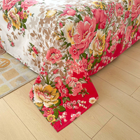 Vente en gros de 4 pièces de draps de lit imprimés avec de grandes fleurs rouges, très tendance