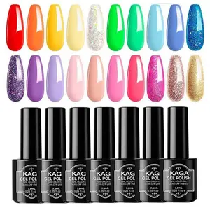 Kaga Nail Gel Polish Neutral Nude Brown Glitters Nail All Seasons Gel Uv Led Gel Nail Polish Sets 6Colors/pcs