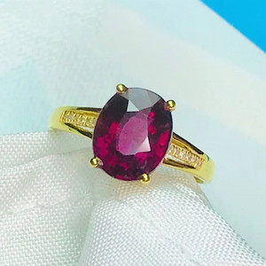 SGARIT 热卖时尚女性单宝石首饰声明戒指 18k 黄金 2.6ct 天然红石榴石戒指 - Product Image 4