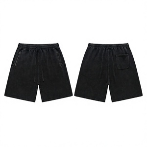 Pantalones Cortos Bermuda de Algodón Negro Sólido para Hombre, Estilo Casual con Cintura Elástica, Bolsillos y Tejido Transpirable de Tiro Medio - Product Image 4