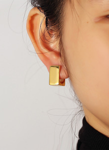 Pendientes de Aro Cuadrados con Diseño Simple, Modernos y Geométricos para Chicas, Chapados en Oro y Rodio, Joyería de Latón para Fiestas - Product Image 2