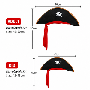 Divertente Cappello da Pirata per Halloween con Stampa Teschio e Sciarpa Rossa, Accessori per Costume da Festa per Adulti e Bambini - Product Image 2
