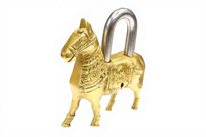 Handcrafted Brass Horse Shape <b>Padlock</b> with 2 Keys Decorative Vintage Animal Lock for Home Office Gift Security - Product Image 5