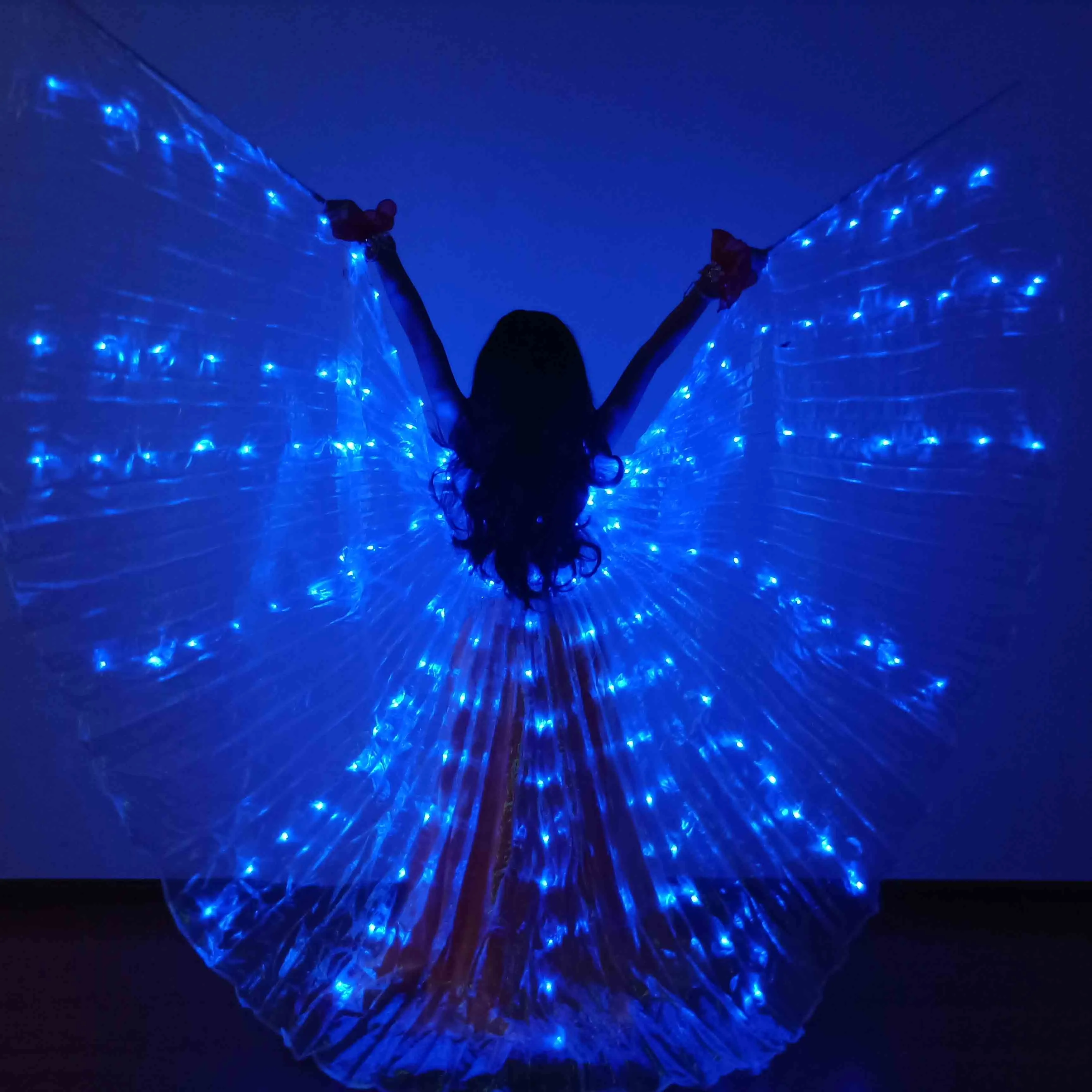 Girls Light Up Multi Colors Wings LED Wings Sticks Belly Dance Wing Stage Performance