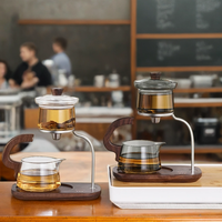 Tasse à thé en verre borosilicate résistant à la chaleur XILIN avec couvercle rotatif magnétique à défilement d'eau, bol semi-automatique pour thé Kung Fu paresseux