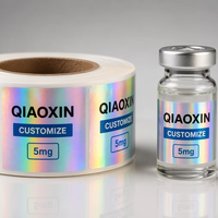 Étiquettes holographiques personnalisées pour flacons - Étiquettes en matériau brut imperméable pour flacons en verre transparent de 3 ml, 5 ml, 10 ml