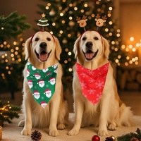 Bandana de Noël OEM ODM pour animaux de compagnie, en tissu doux, écharpe triangulaire réutilisable, bavoir de Noël pour chien, idéal pour les fêtes et la décoration photo.