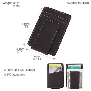 Rangement De Blocage Rfid Personnalisé Logo Vintage Magnétique Mince En Cuir Pince À Billets Avec Logo Personnalisé Pour Homme - Product Image 2