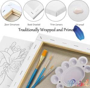 Kit de peinture et de dégustation pour adultes et couples avec toile encadrée de 8x10 pouces, chevalet et tablier, style dessin animé - Product Image 5