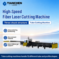 Nouvelle machine de découpe laser CNC à trois chucks pour tubes, avec refroidissement par eau et contrôle Cypcut, pour acier inoxydable et laiton