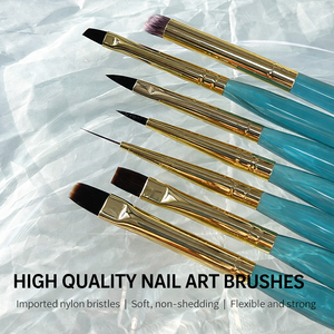 Ensemble de pinceaux à ongles professionnels transparents bleus personnalisables en gros, pinceau ovale, pinceau gel pour ongles en acrylique - Product Image 2