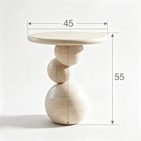 Table basse moderne en travertin naturel Wabi Sabi, base sphérique empilée, facile à nettoyer, meubles pour la maison, salon, chambre, hôtel