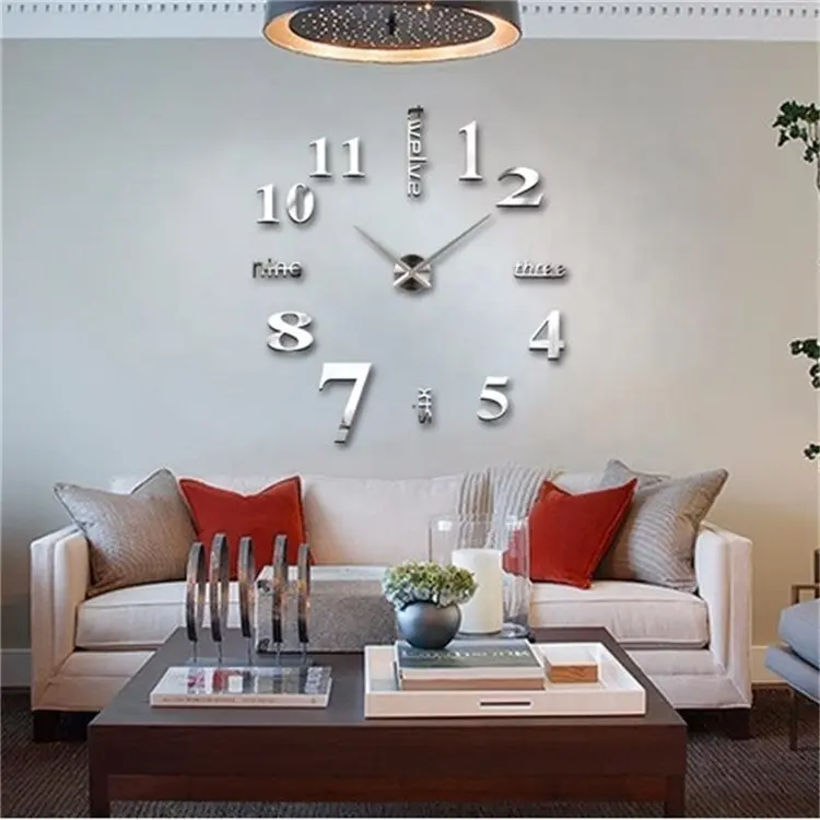 거실 크리 에이 티브 유럽 스타일 3d Frameless 디지털 Diy 벽 시계