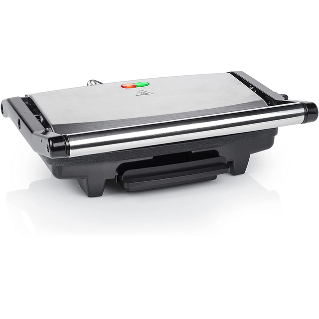 Electric Panini Maker Contact Grill with Oil Drip Tray 105 & 180 Degrees Opening Sandwich Toaster Breakfast Panini Grill Press