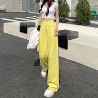 Jeans à jambes larges pour femmes Pantalon long en denim Pantalon droit Printemps Automne Casual Loose High Waist Floor Length Causal Jeans