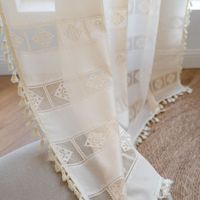 Crochet américain Nordic Ins Beige Cut-out Lace Diamond Lattice Living Room Bedroom Sheer Curtains