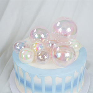 Colorful Transparent Plastic Balls Cake Decorations Round Reusable Birthday Party Dessert Table Decorative Supplies - Product Image 1