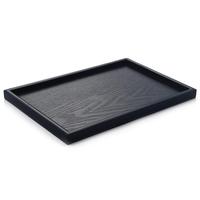 Plateau de service rectangulaire en bois noir, plateau en bois massif pour la salle à manger, tasse à thé, usage vintage pour restaurant, bar