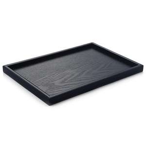 Plateau de service rectangulaire en bois noir de style japonais, <span class=keywords><strong>assiette</strong></span> en bois massif pour dîner, tasse à thé, restaurant vintage pour bar - Product Image 4