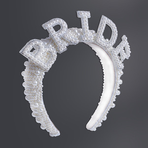 Diadema de Perlas Hua Liyu para Novia, Corona con Letras para Fiesta de Bodas, Accesorio para el Cabello de Novia, Estilo Fresco y Dulce - Product Image 3