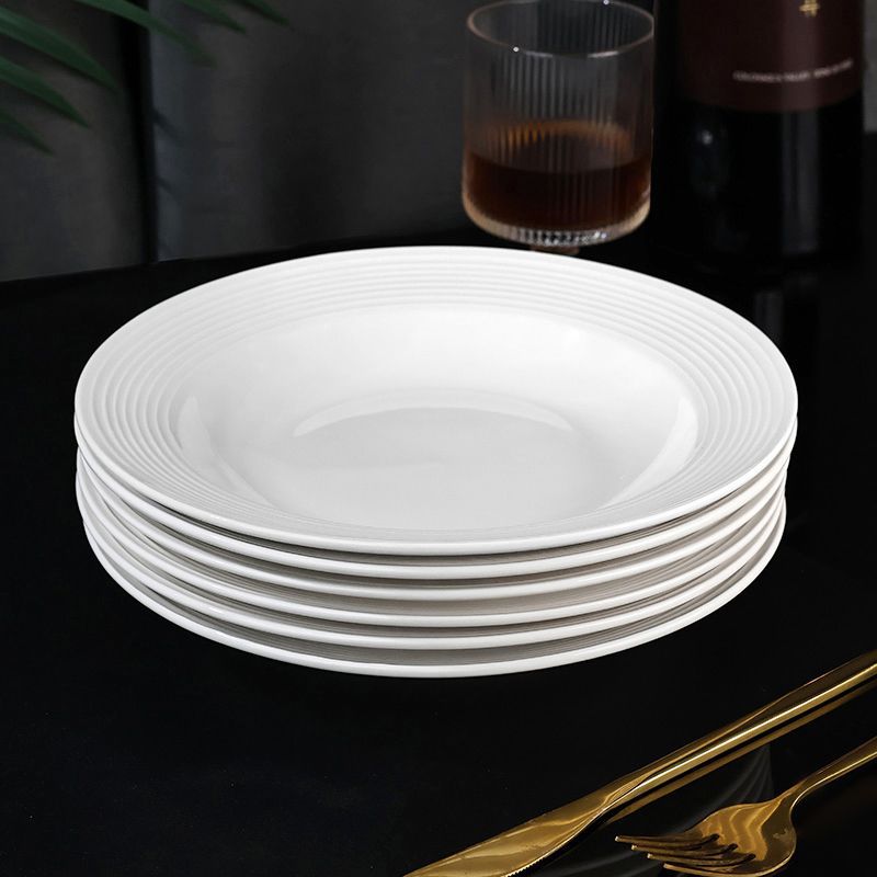 Six assiettes plates à bord replié en forme de chapeau de paille, 22,2 cm (8,75 pouces).