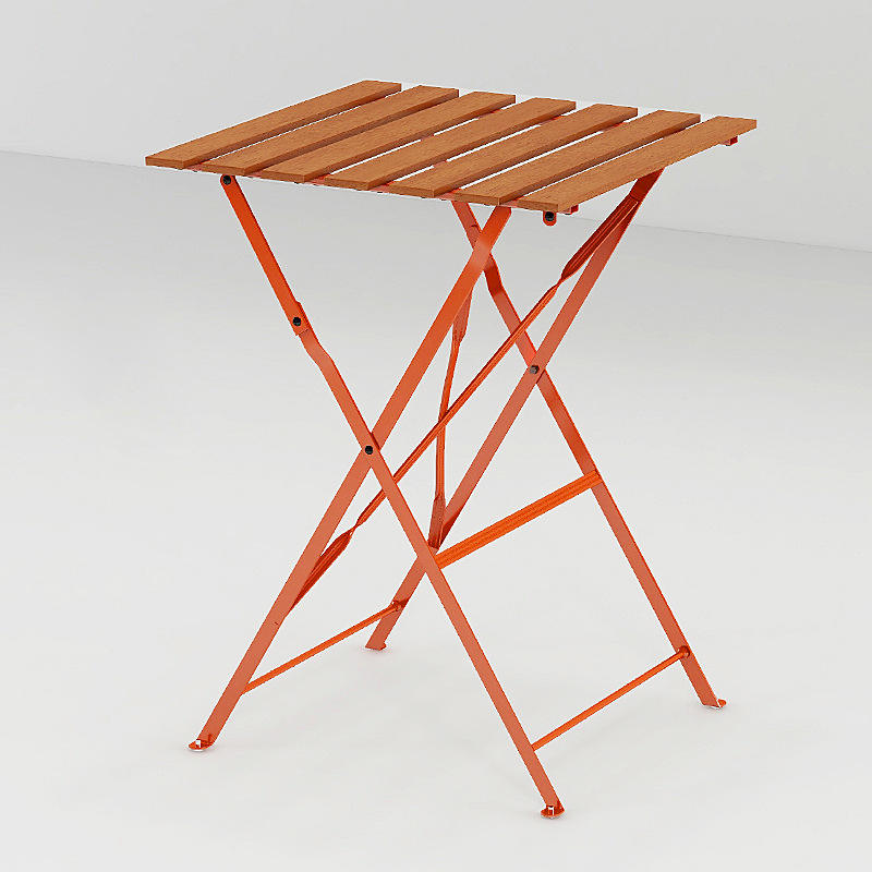 Mesa de tiras de madera naranja