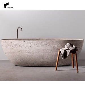 Tostone Hoge Kwaliteit Vrijstaande Grey Tone Marmeren Badkuip Voor Overdekte Villa Badkamers Natuursteen Design Voor Luxe Badkamers - Product Image 6
